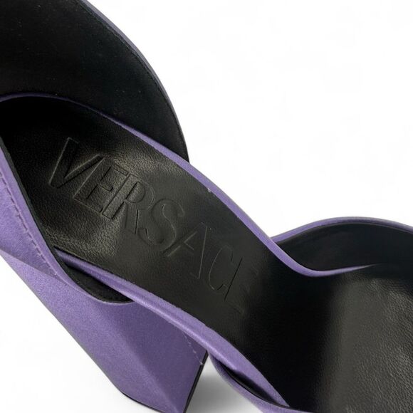 VERSACE Aevitas Purple Crystal-Embellished Platform Block Heel Pumps Siz… - Picture 8 of 11